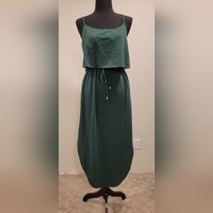 Comfortable Green Dress with Drawstring Waist